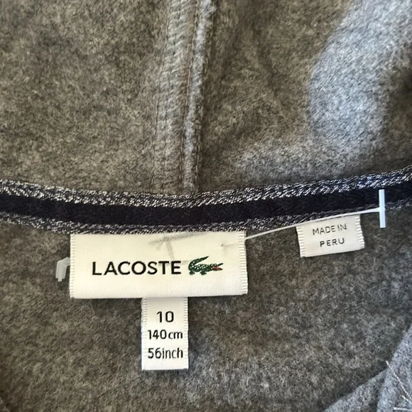 LACOSTE grey hooded long sleeve size 10 - Picture 4 of 7